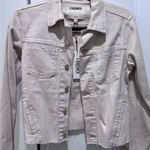 L'AGENCE Women's Light Beige Jean Jacket